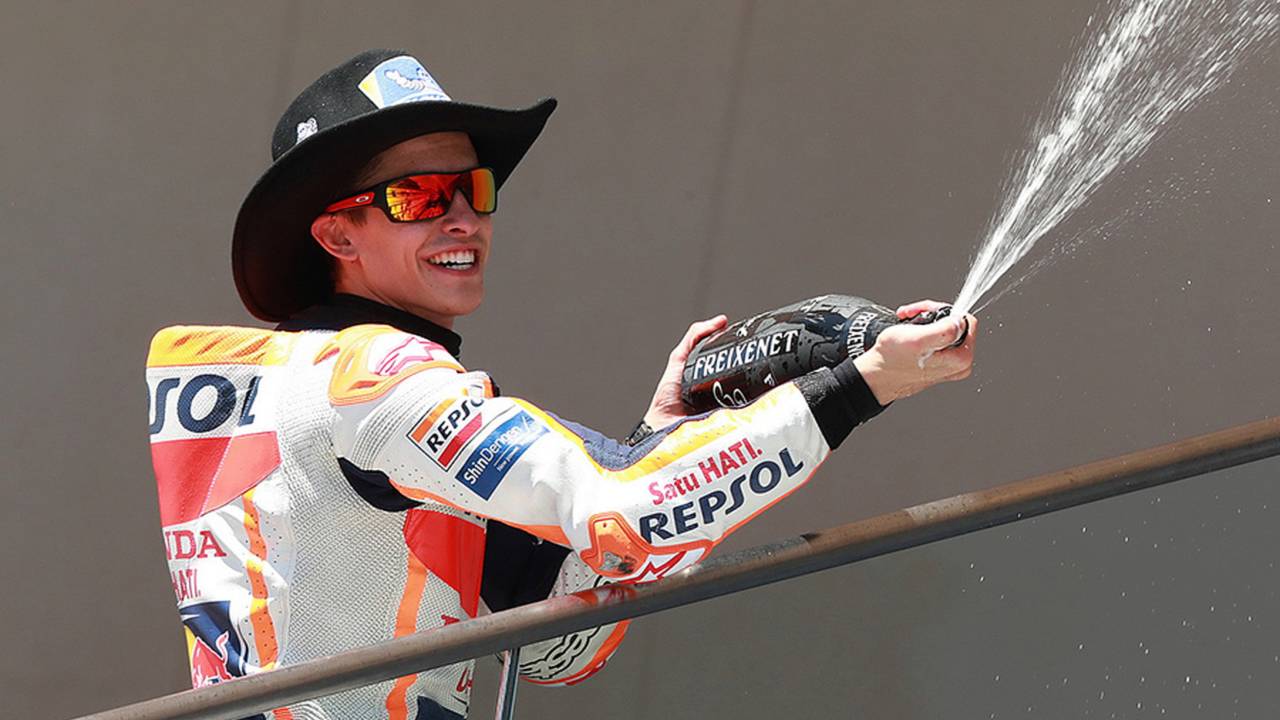 On the podium with Marquez after the race at COTA