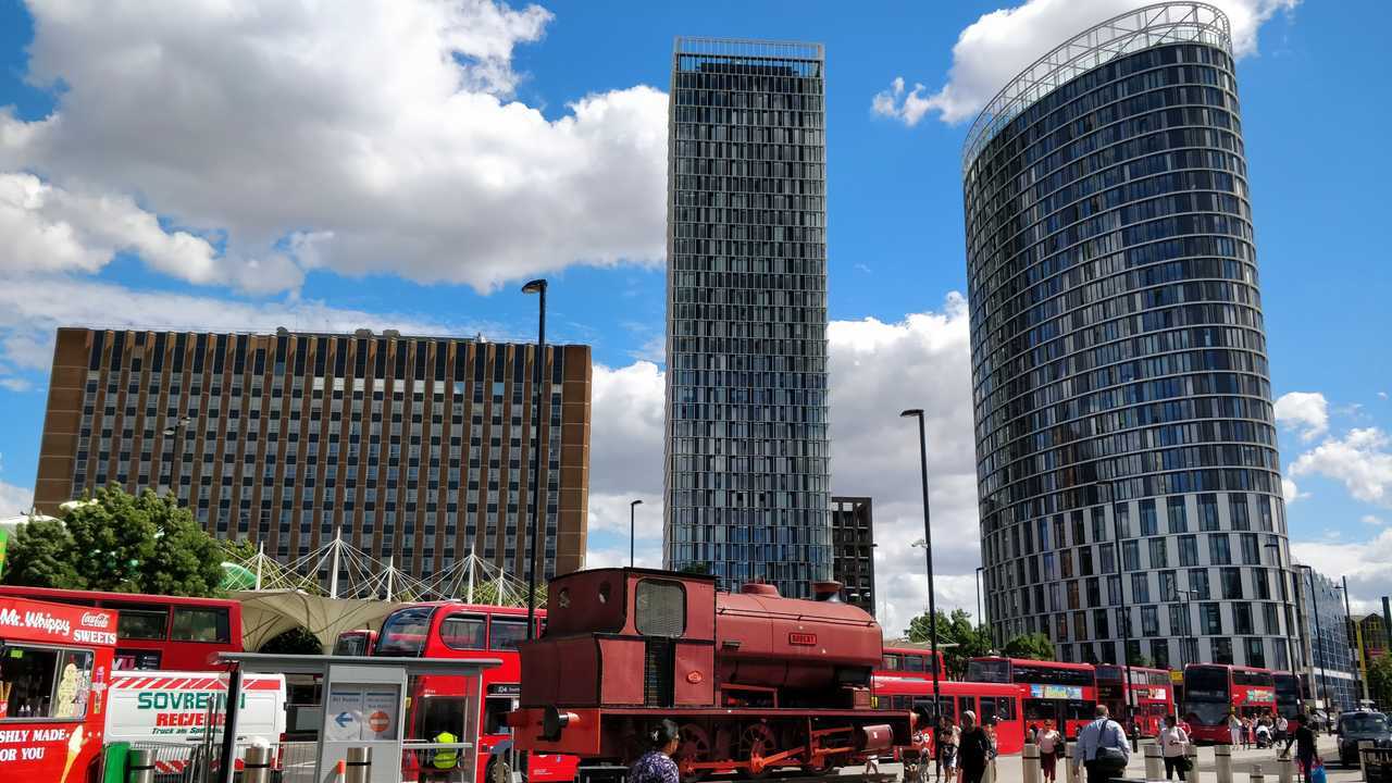 View of office towers in Stratford Newham London UK