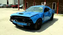 Crashed Dodge Challenger SRT Hellcat