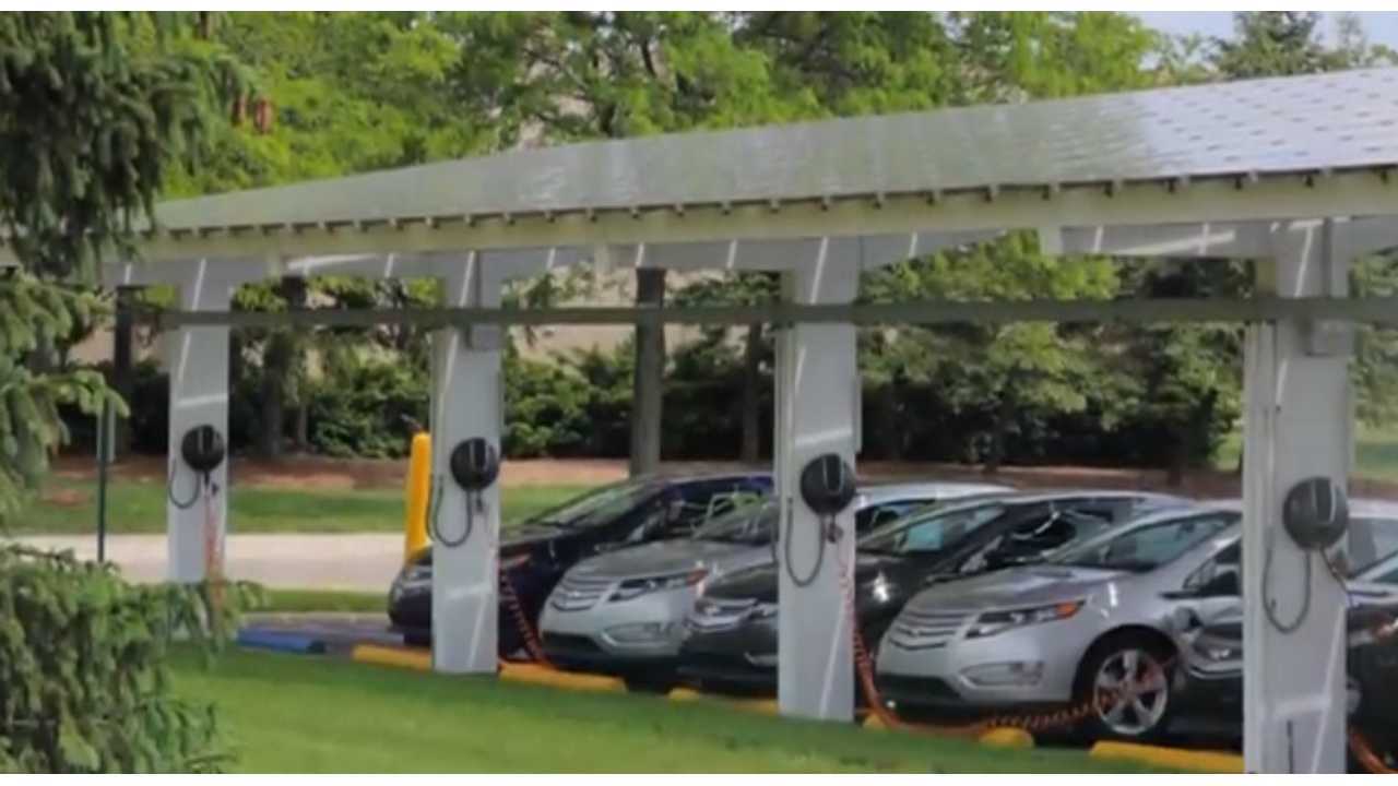 Solar Canopy Charges Chevrolet Volt's Outside Hamtramck Facility