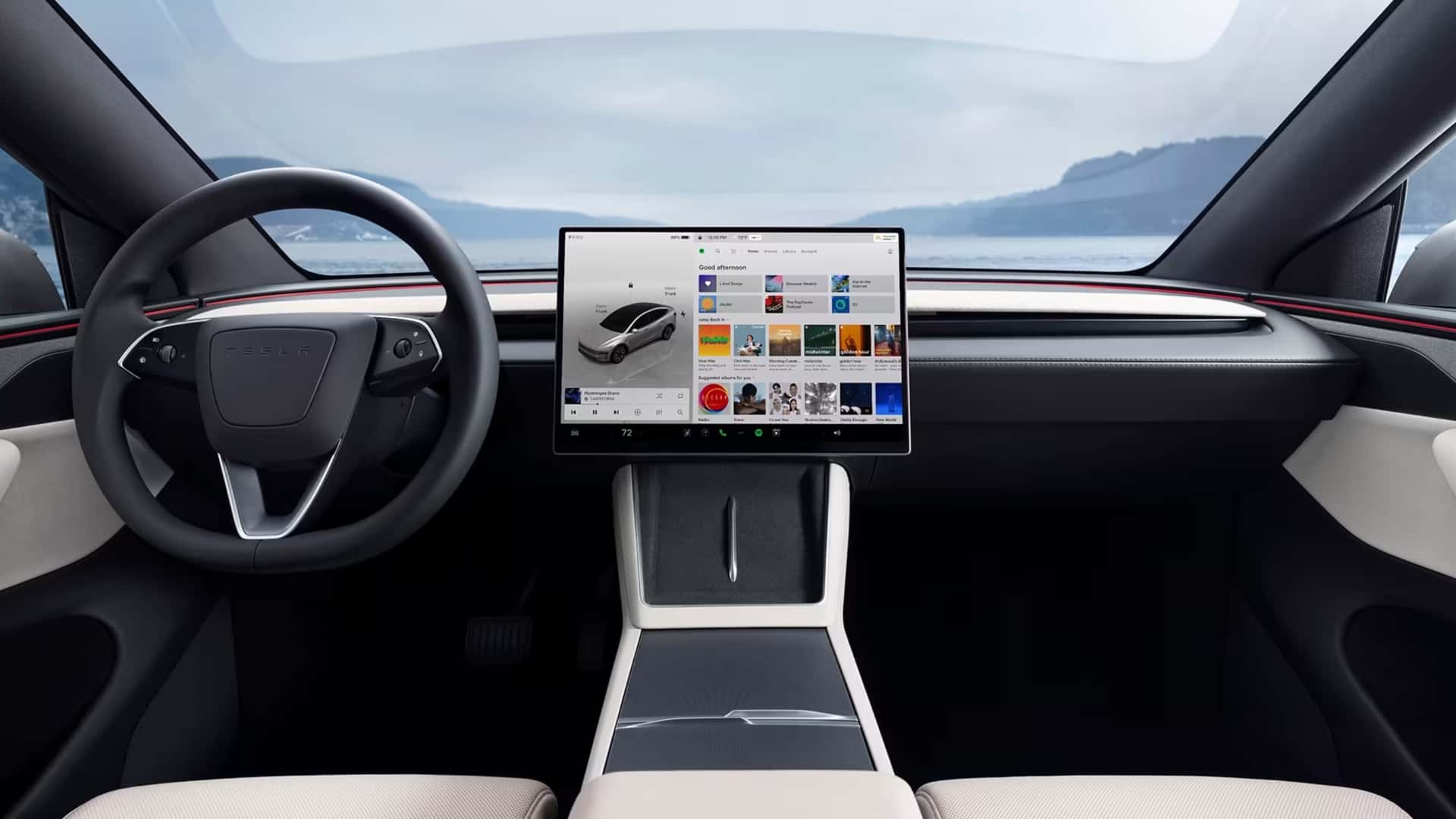 Передняя панель Tesla Model Y L со светлым салоном