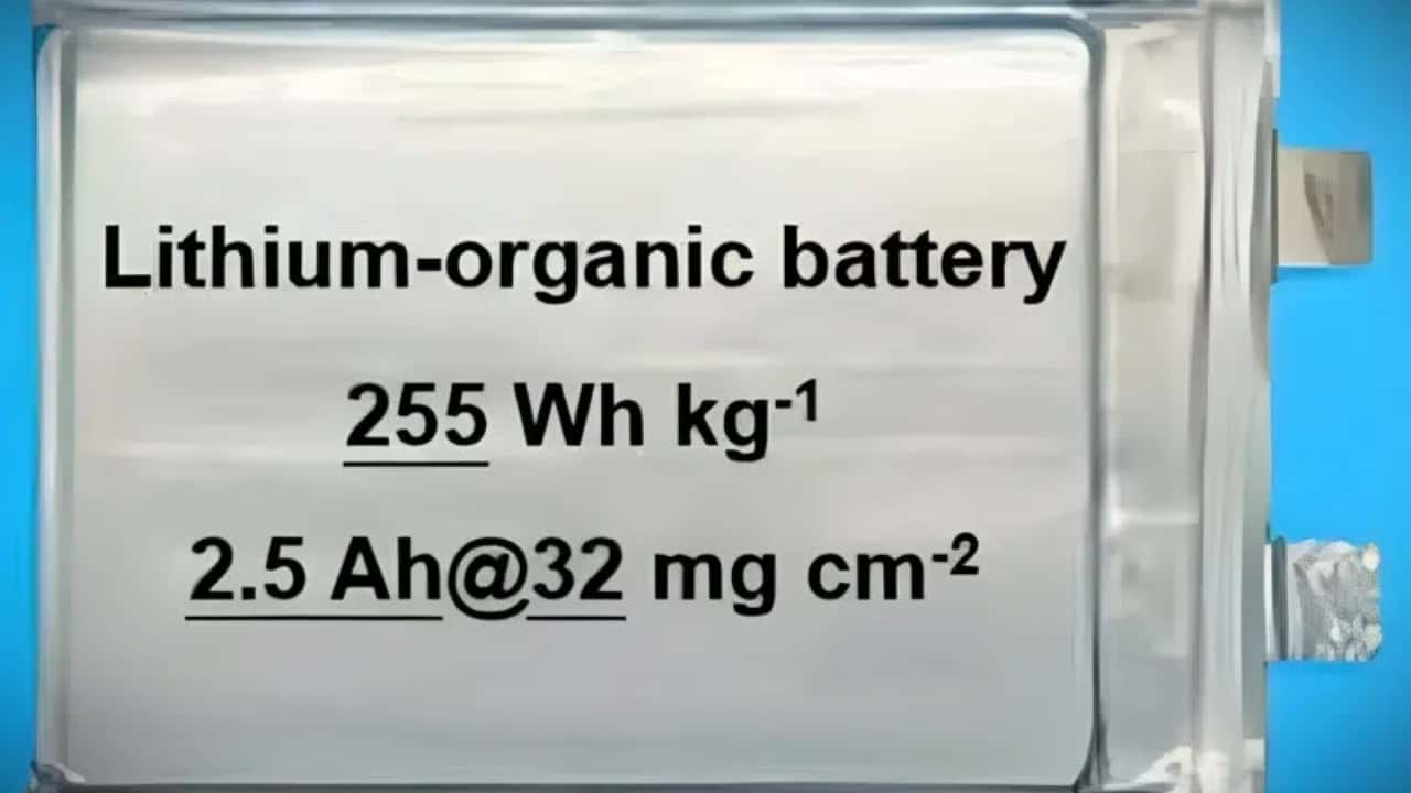 La batteria agli ioni di litio organica da 250 Wh-kg