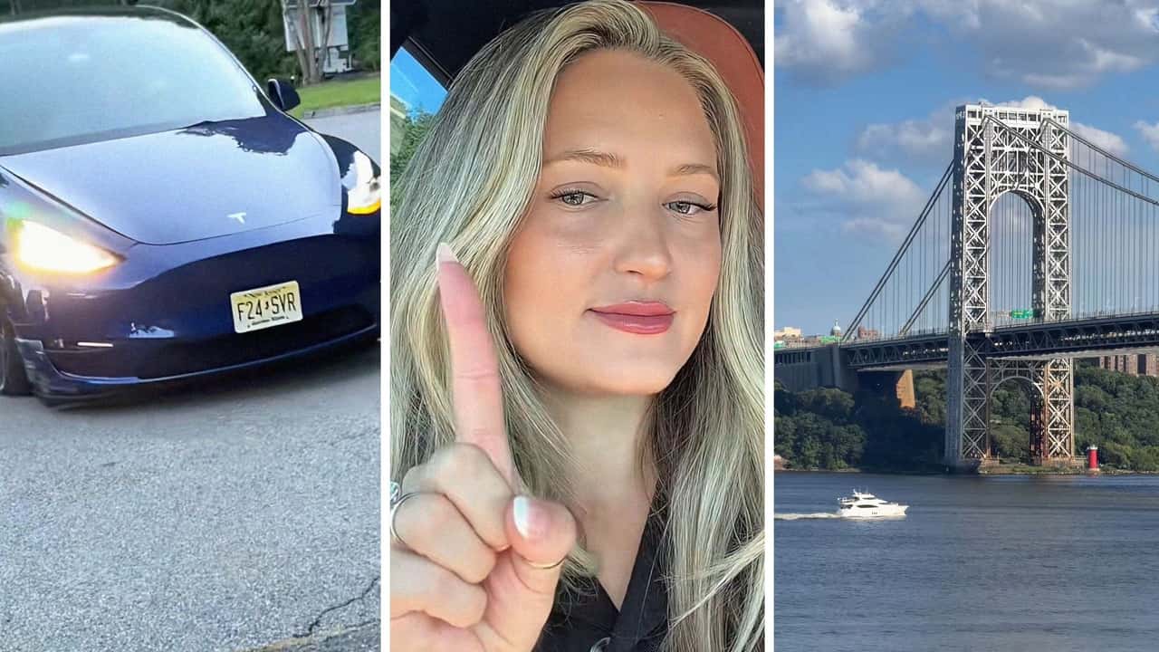 Woman sees Tesla in New York City. Then it almost goes off a cliff