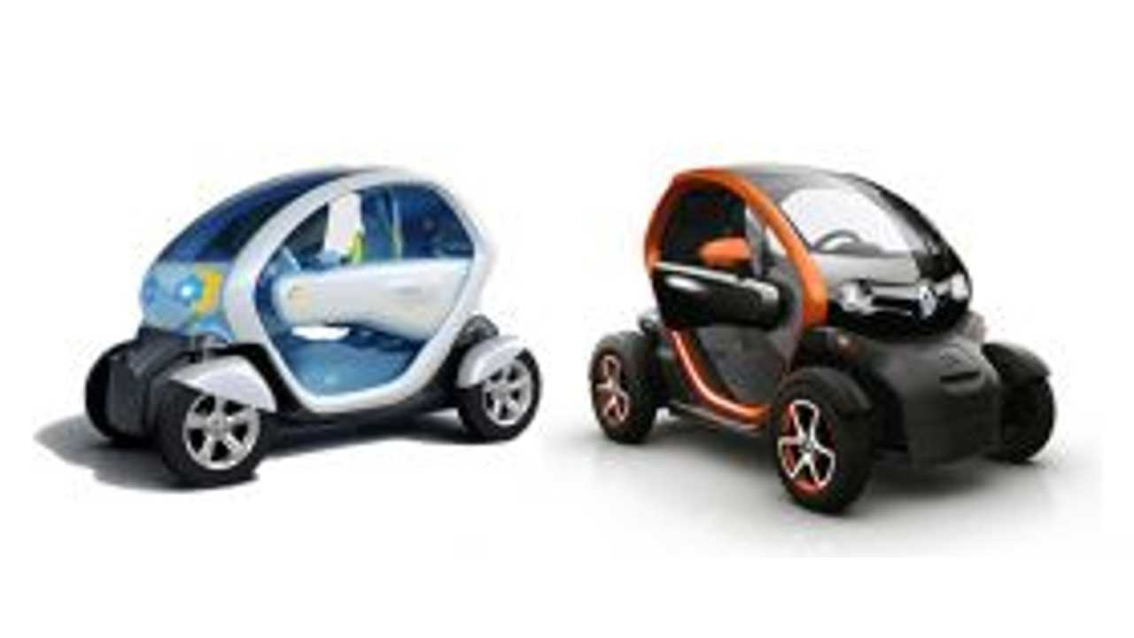 2009 Concept Twizy On Left, Production Renault Twizy Today On Right