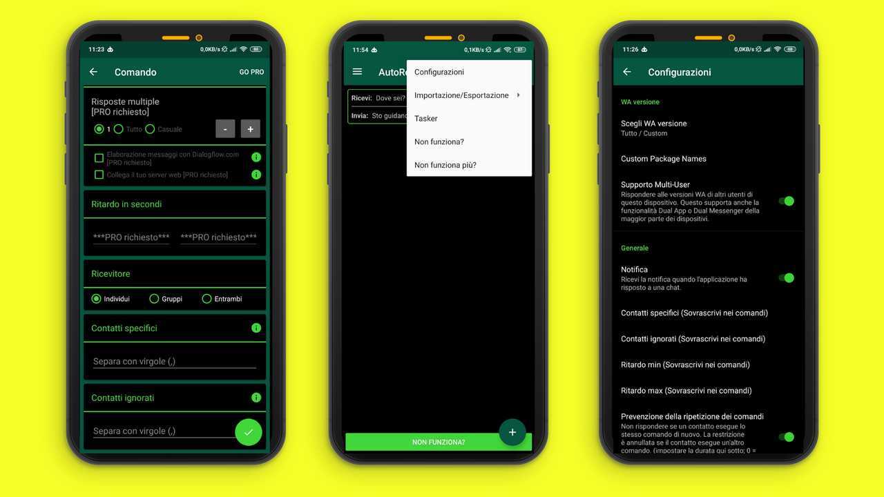 Screenshot 2 risposte automatiche WhatsApp