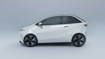 Tesla mini electric car rendering side view white