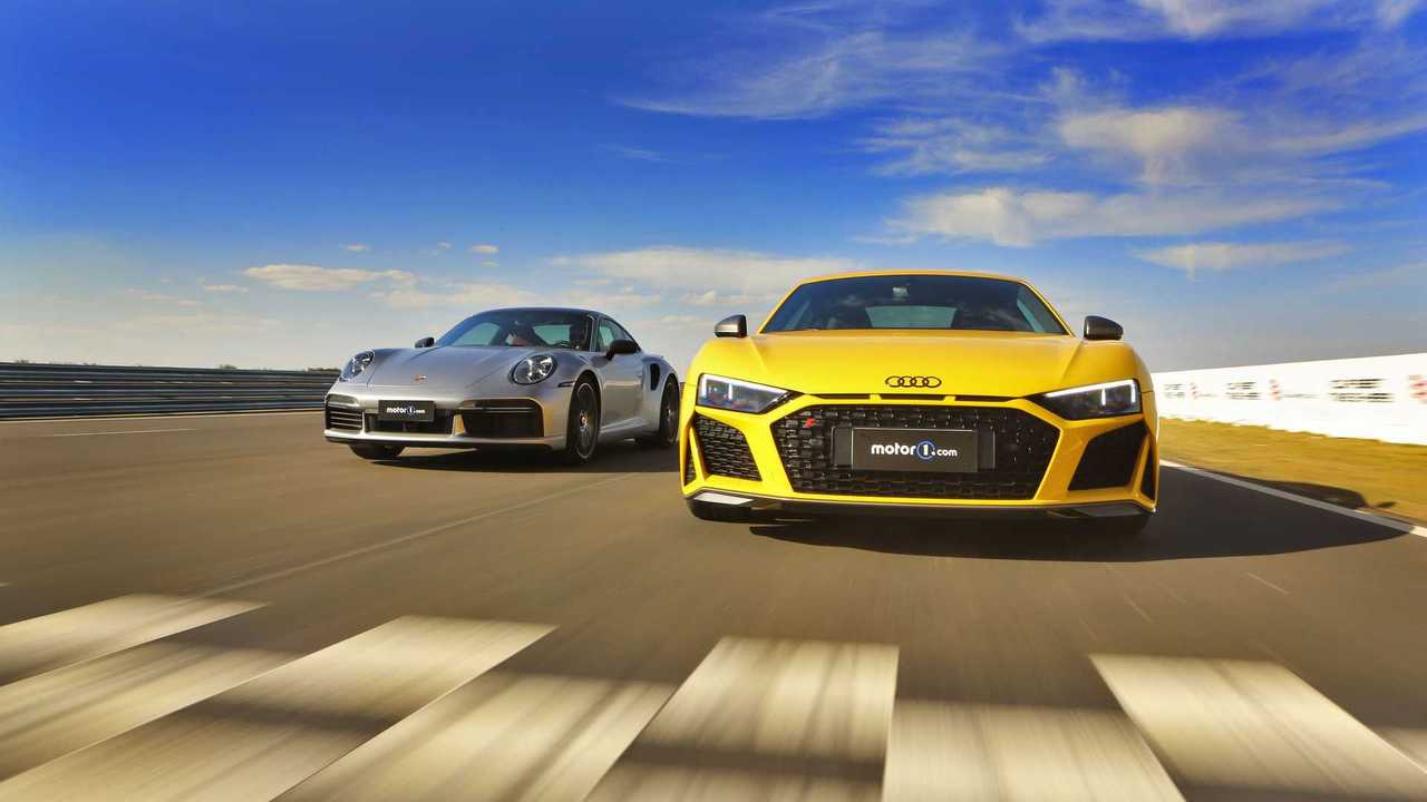 Comparativo: Audi R8 V10 vs. Porsche 911 Turbo S no Circuito Panamericano