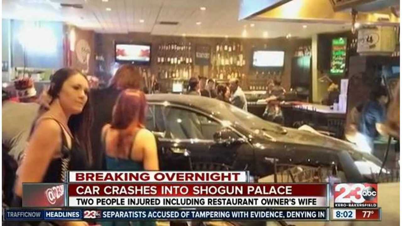 Tesla Model S Inside Restaurant After Pedal Misapplication