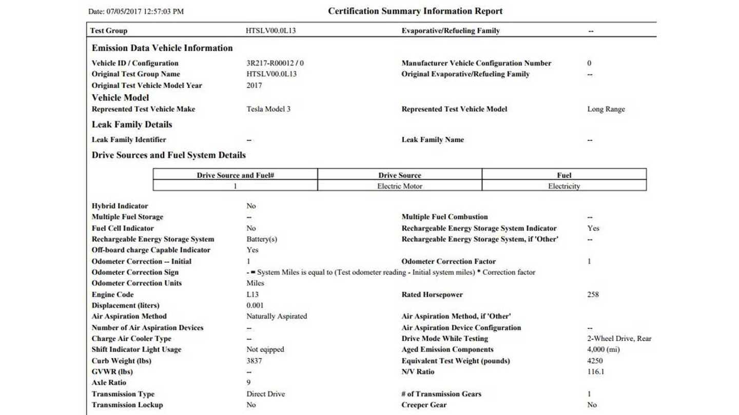 Tesla Model 3 Gets 80 5 KWh Battery 258 HP According To EPA Document