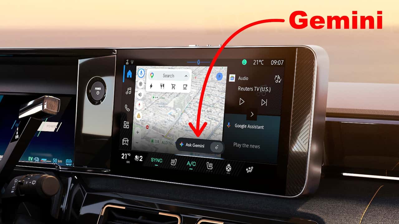 Open-R-Link-System eines Renault-Kleinwagens mit Google Gemini