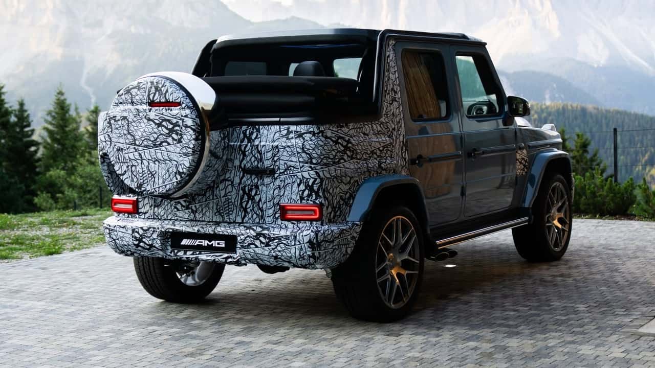 2027 Mercedes-AMG G63 Cabriolet partially camouflaged prototype