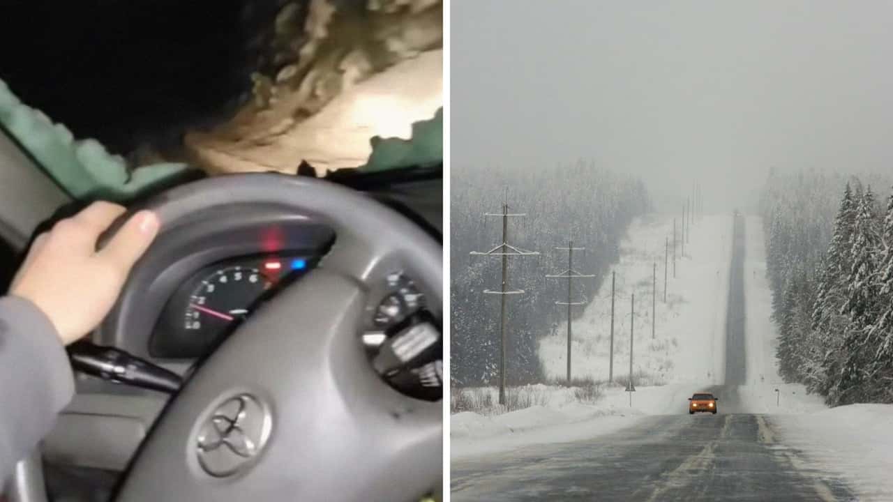 Snowstorm Hits and There’s No Plow in Sight. Toyota Camry Driver still drives 