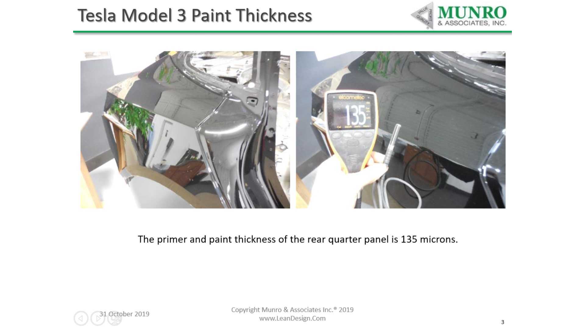 See The Munro & Associates Measurements Of The Tesla Model 3 Paint Thickness