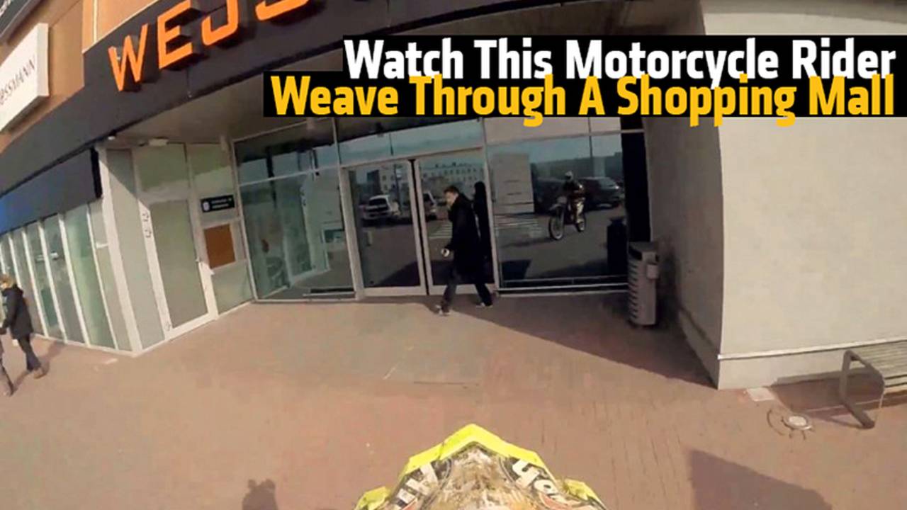 Watch This Motorcycle Rider Weave Through A Shopping Mall