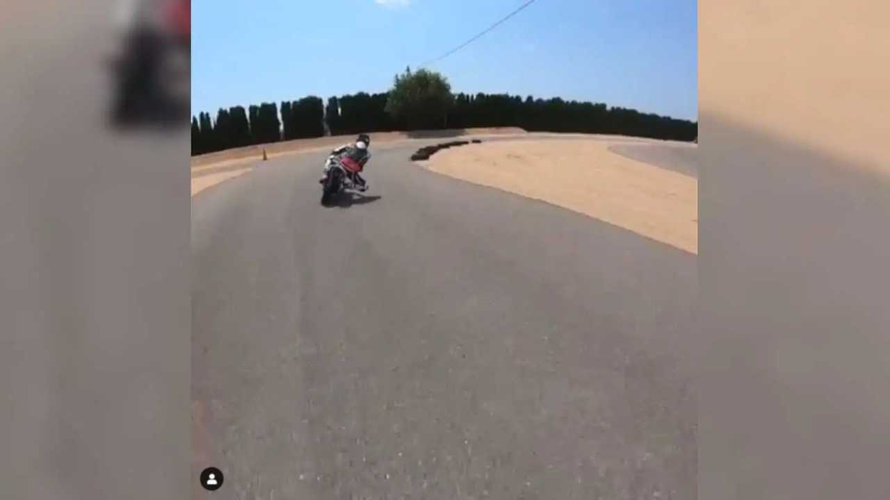 Daniel Ricciardo Rides A Minibike