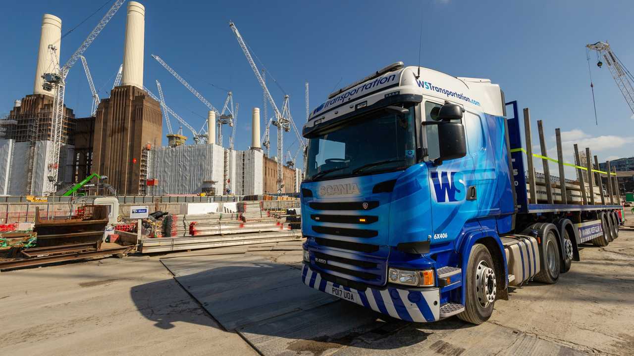 HGV truck delivering concrete for New Battersea Railway Station in London