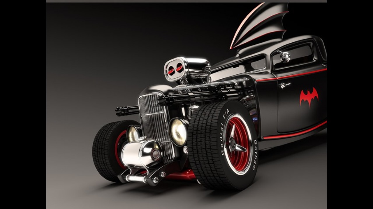 E se o Batman usasse um batmóvel hot rod?