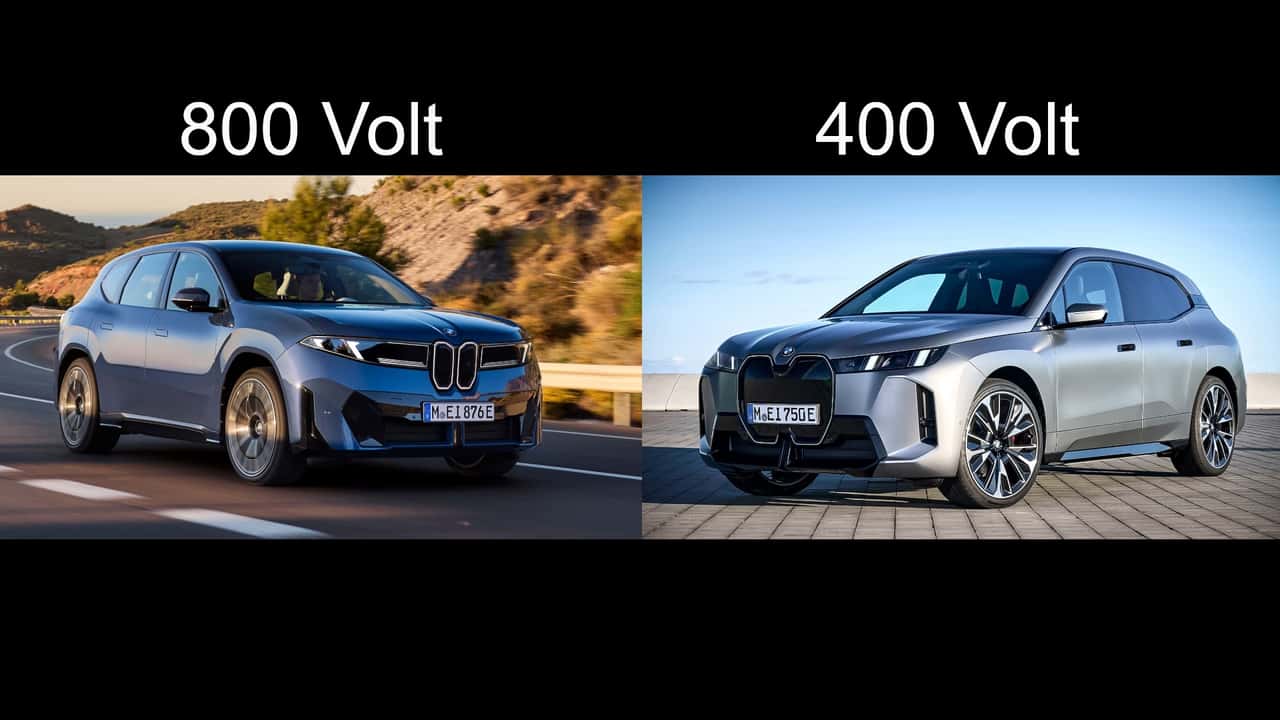 BMW iX3 mit 800 Volt vs. BMW iX mit 400 Volt