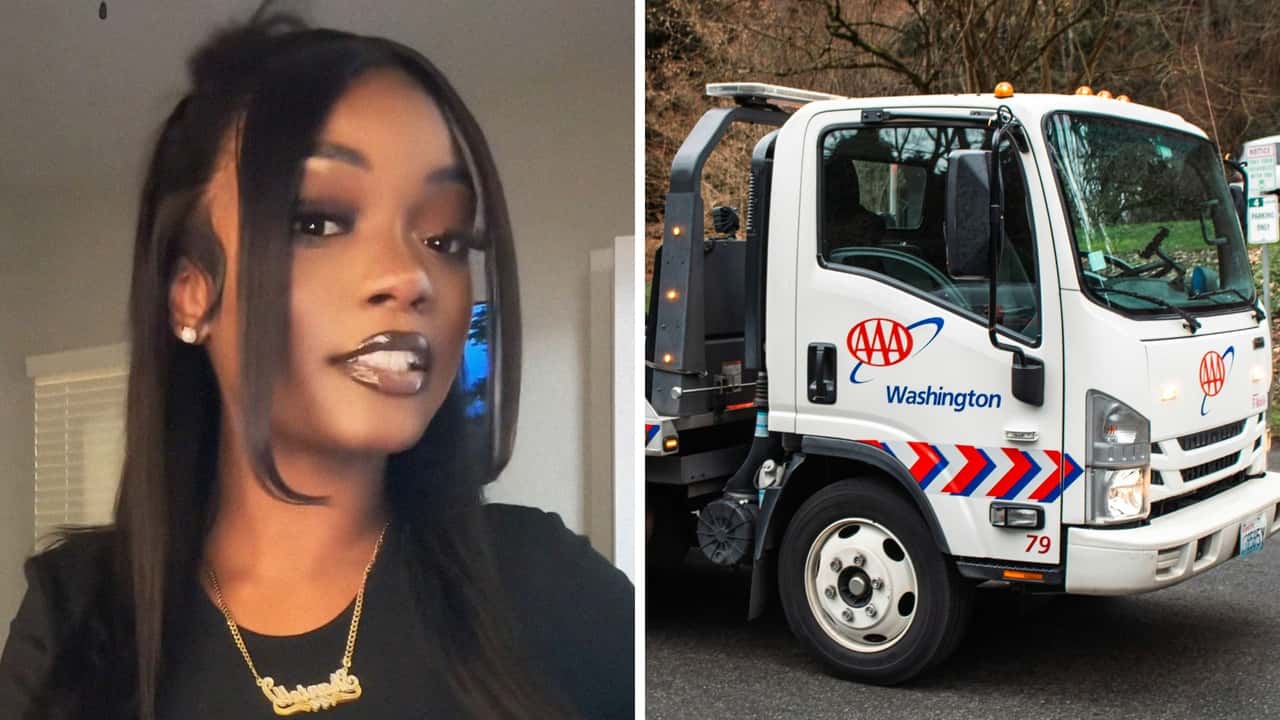 Woman runs out of gas. So she calls AAA to fill up her tank instead because of high gas prices