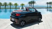Wuling Hong Guang Mini EV Cabrio exterior rear three-quarter view