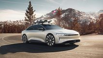 Lucid Air fitted with snowboard rack