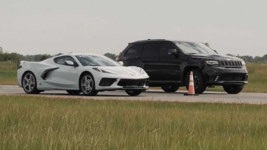 Hennessey Drag Races Modded Corvette C8 Against Tuned Jeep Trackhawk