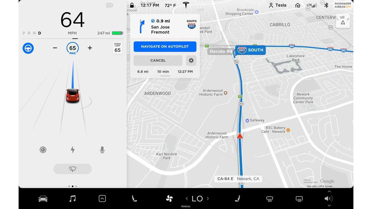 Tesla - Navigate on Autopilot - Model 3 UI - Nav on AP on UI