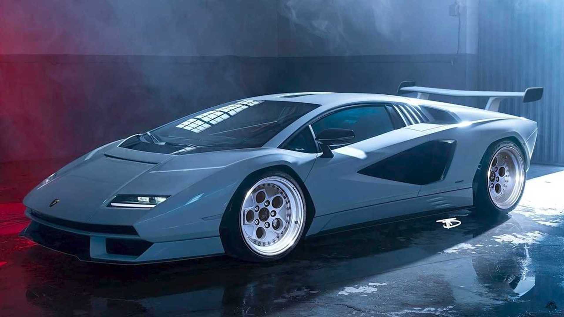 Lamborghini Countach, render, alettone, roadster