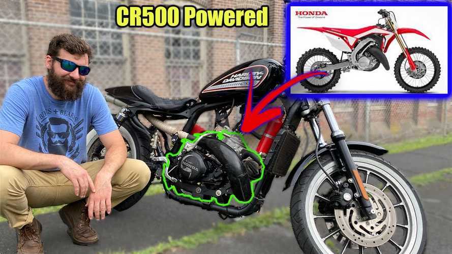 Dude Put A 1993 CR500 Two-Stroke Engine In A Harley 883R