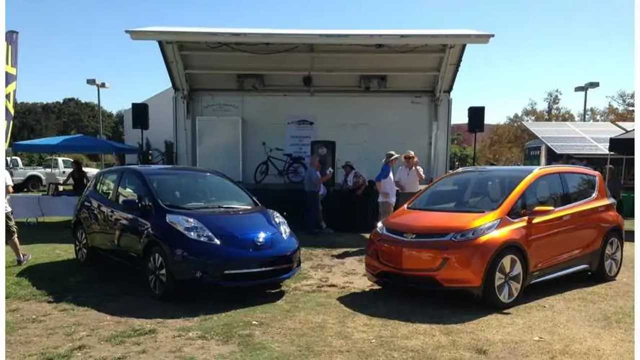 Nissan's New, Longer Range 2016 LEAF Turned Up For Test Drives At LA National Drive Electric Week, As Well As Chevrolet's Concept Bolt