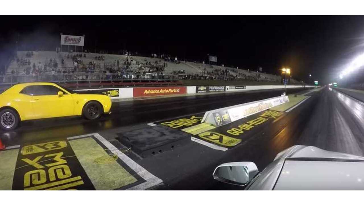 Watch Tesla Model S P100D Smoke Pair Of Dodge Demons