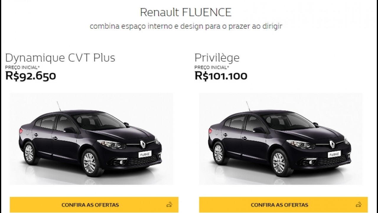 Renault Fluence 2017 perde versões e preço inicial vai a R$ 92.650
