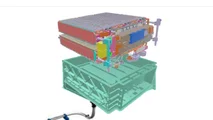 Die zylindrischen Zellen haben den Formfaktor 46115. Hier sind die zwei Etagen und das Cell-to-Pack-Layout ohne Module gut erkennbar