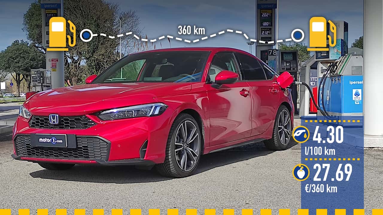 Honda Civic full hybrid (2026), la prova consumi