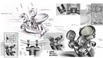 Schizzi di progettazione di pulci volanti Royal Enfield