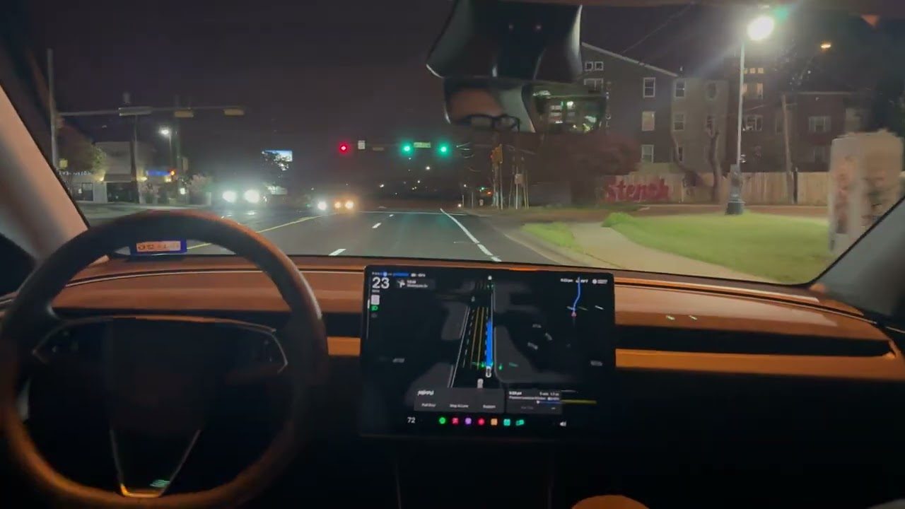 My first Tesla Robotaxi ride at night (full drive)