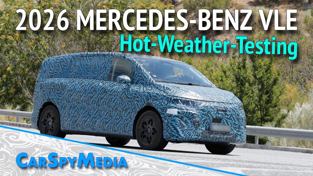 2026 Mercedes-Benz VLE Prototype Electric V-Class Successor Caught Testing In Southern Europe