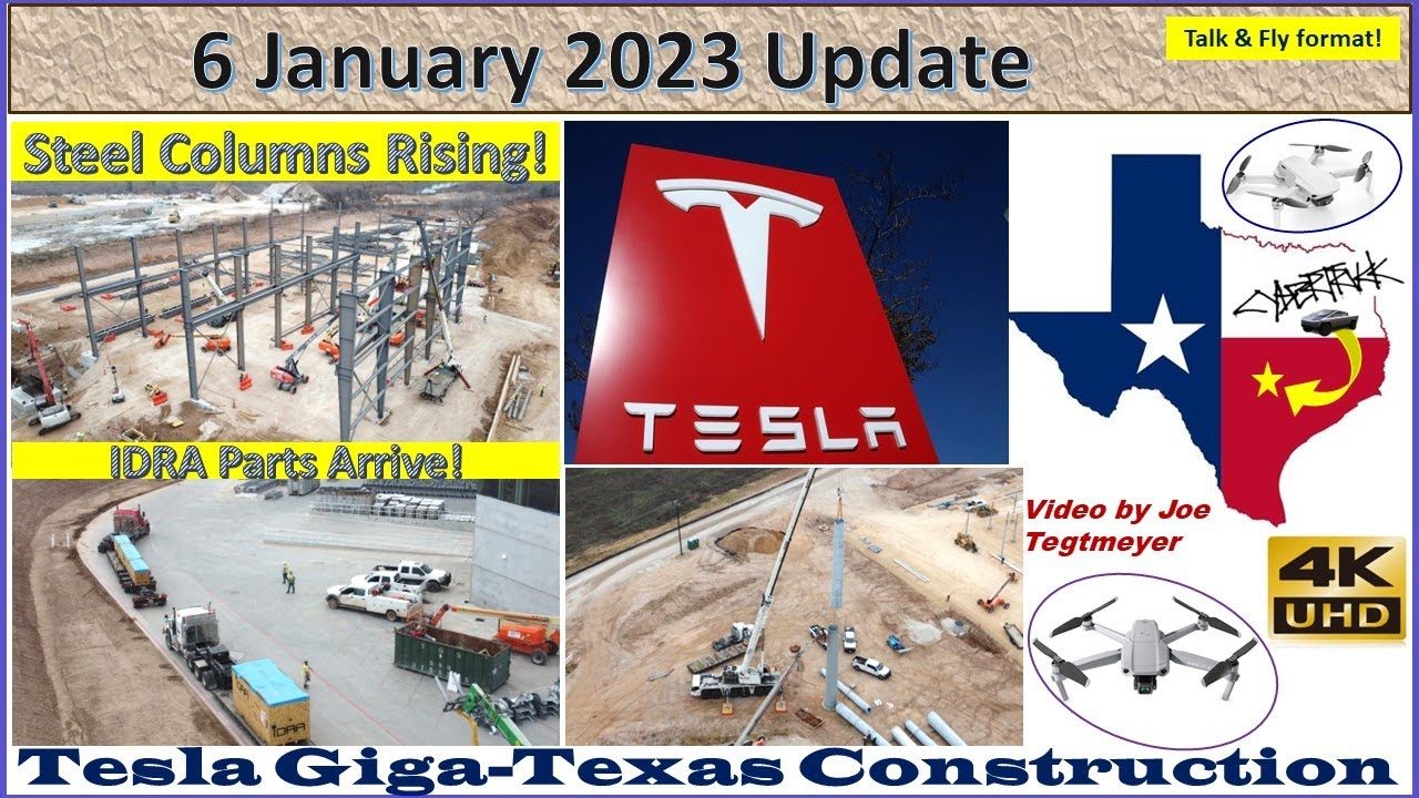 IDRA Parts Arrive & Steel Assembly in 2 Major Locations! 6 January 2023 Giga Texas Update (08:25AM)