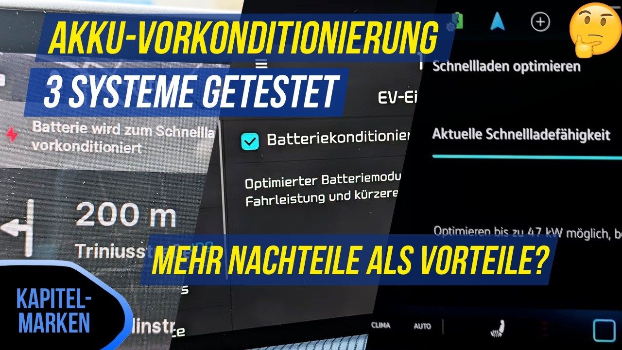 Akku-Vordkonitionierung bringt mehr Nachteile als Vorteile? Tesla, Kia/Hyundai, VW getestet…